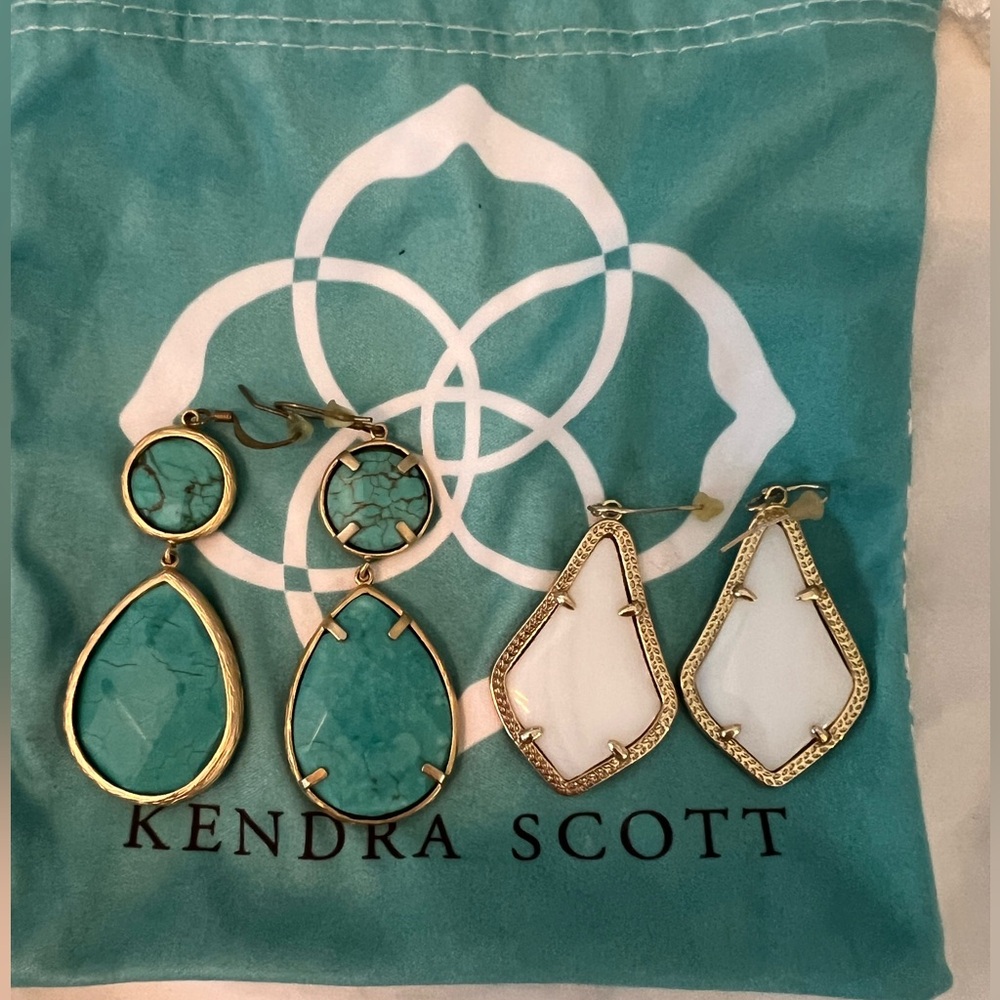Kendra Scott Gold and Teal Earring Duo